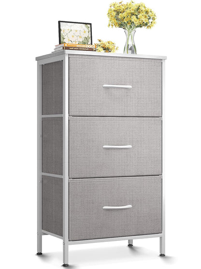 AODK Small Dresser for Bedroom Nightstand with 3 Storage Drawers,Light Grey | Chest of Drawers End Table for Living Room, Closet Dresser with 3 Storage Drawers Organizer Clothes