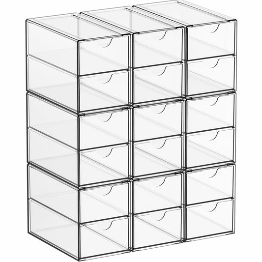 9 Pack Small Acrylic Drawers With 18 Drawers,Clear... (Clear | Acrylic)