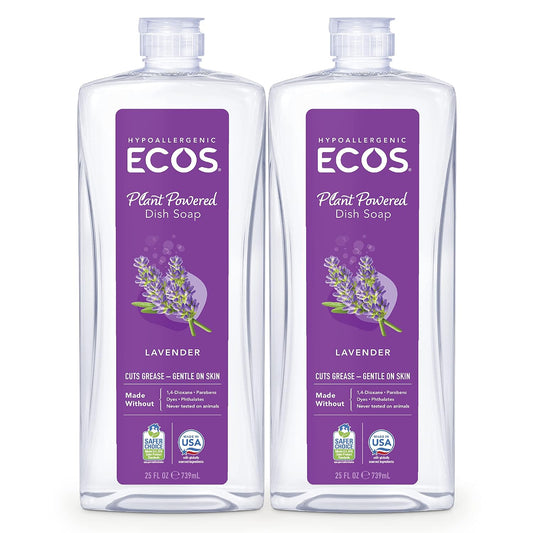 ECOS® Hypoallergenic Dish Soap, Natural Lavender, 25 Fl Oz (Pack of 2)