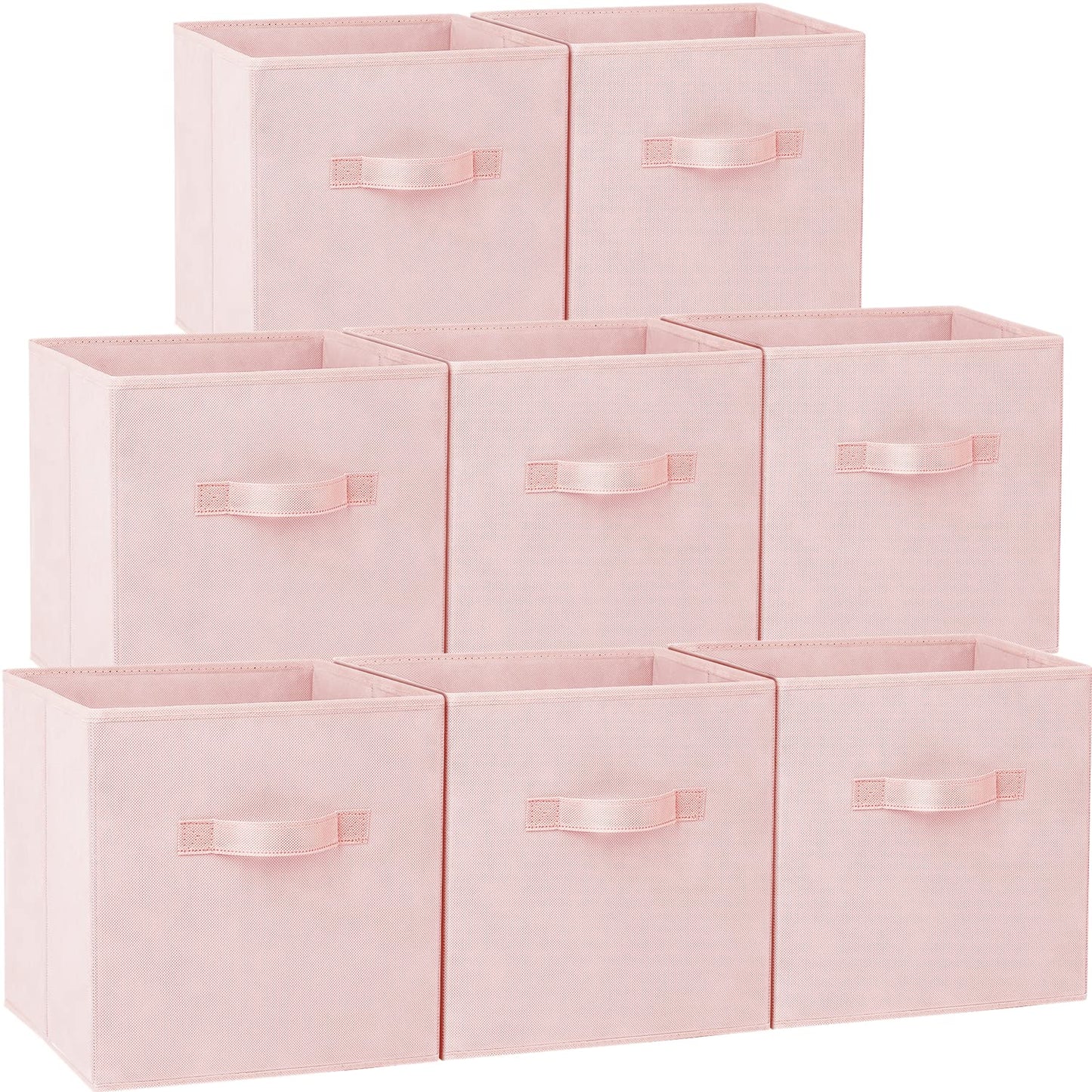Storage Cubes - 11 Inch Heavy Duty Fabric Storage Bins for Shelves Closet, Cube Organizer - 8 Pack Collapsible Cube Storage Bins Baskets for Organizing Clothes Blankets Toys (Pink)