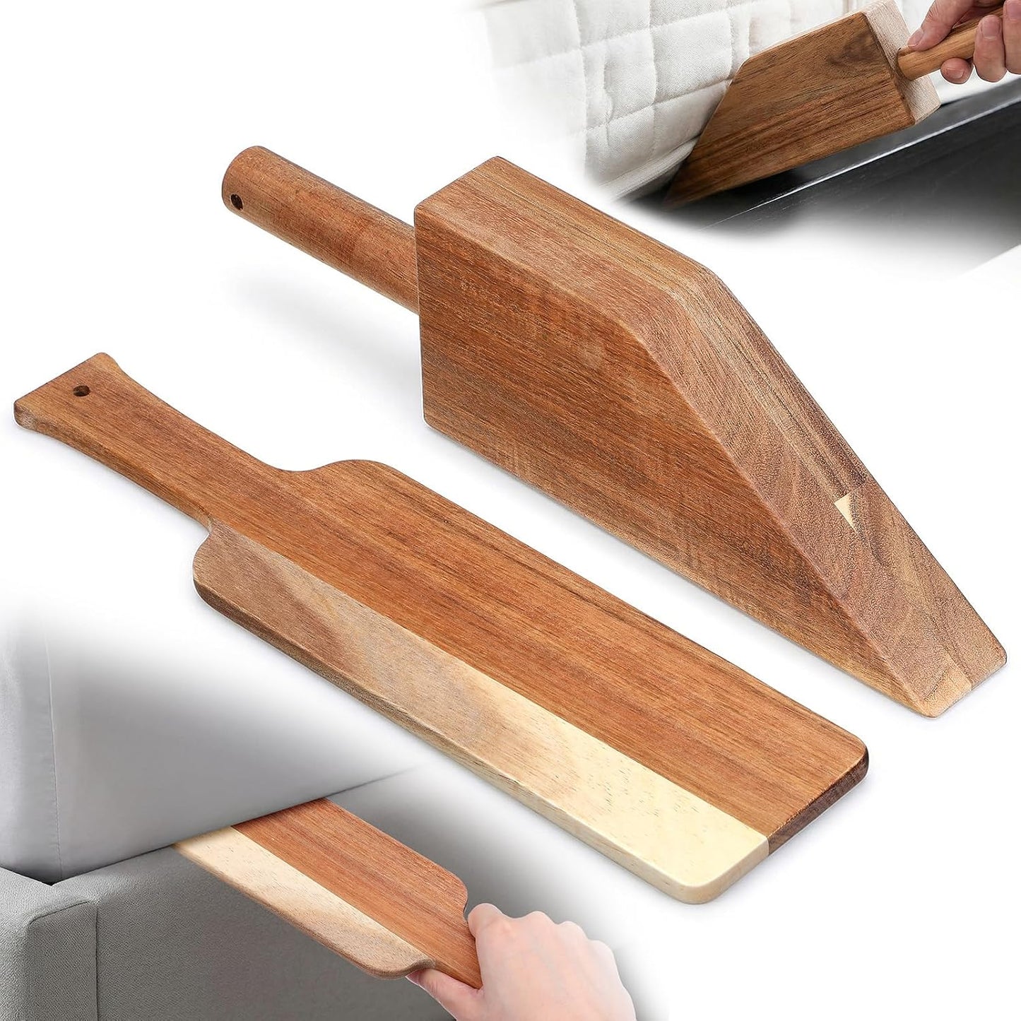 2 Pcs Mattress Lifter & Sheet Tucker Tool Set | Acacia Wood Mattress Wedge Elevator Bed Sheet Tucking Paddle for Lifts Hold The Mattress Tucks Sheets Removes Sheet Bed Skirt