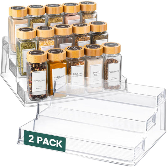 Clear Acrylic 3-Tier Spice Rack, Cabinet Pantry Or... (Transparent | Plastic)