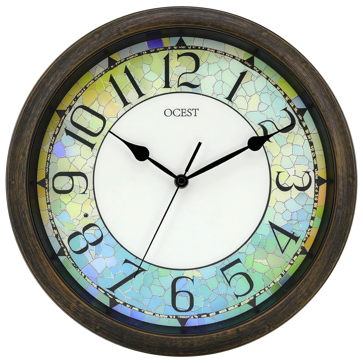 13 Inch Illuminated Wall Clock, Glow in The Dark, Brown | Silent battery movement, easy-read dial, for bedroom, bathroom, living room, kitchen, and home office decor