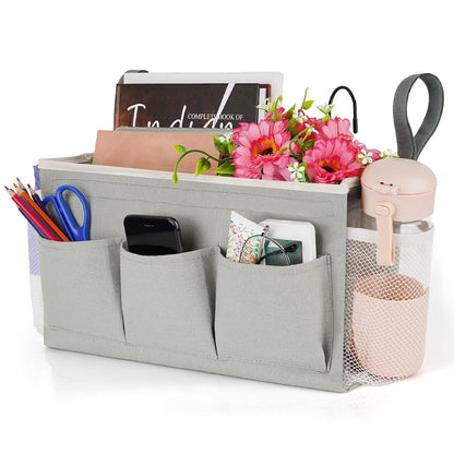 Lilithye Bedside Caddy, Bedside Storage Bag Hanging Organizer for Bunk Bed | Bed Caddy with Fixed Straps and Water Bottle Holder for Home, College Dorm, Bunk Bed, Hospital Bed and Crib Bed Rails