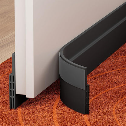 Grotheory Door Draft Stopper, Door Sweep, Weather Stripping Seal, 2 Pack | Self-adhesive silicone under door draft stopper for windows and garages, blocks drafts, noise, light, dust and bugs