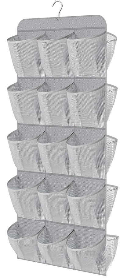 MISSLO 30 Large Pockets Dual Sided Hanging Shoe Organizer for Closet with Rotating Hanger Hanging Shoe Shelves, Grey