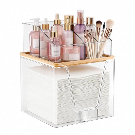 Disposable Facial Towel Holder, 2 Tier Cosmetic St... (Clear)