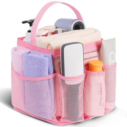 EUDELE Mesh Shower Caddy Portable for College Dorm Room Essentials,Portable Shower Caddy Dorm with 9-Pocket Large Capacity, Shower Bag for Beach, Swimming, Gym, Travel essentials, Pink