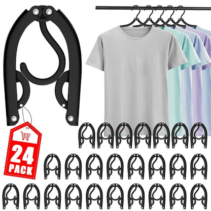 24 PCS Travel Hangers - Cruise Ship Essentials Portable Folding Clothes Hangers Travel Essentials Foldable Clothes Drying Rack for Travel (Black)