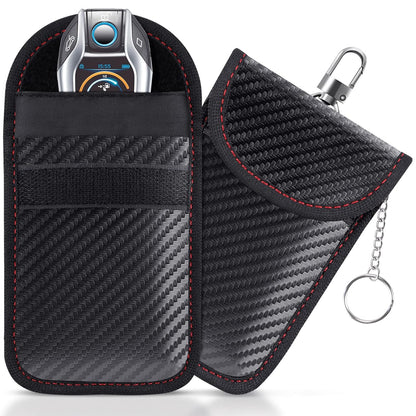 Faraday Bag for Key Fob(2 Pack), Faraday Cage Protector, Car RFID Signal Blocking Key Fob Protector, Double-Layers of Shielding Carbon Fiber Material Anti-Theft Faraday Pouch