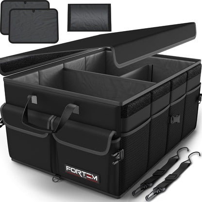 FORTEM Trunk Organizer For SUV Car Trunk Organizer, Foldable Storage, Car Accessories for Women Men, Collapsible Bag, 600D Oxford, Non Slip Bottom, Straps, Soft Cover (50L)