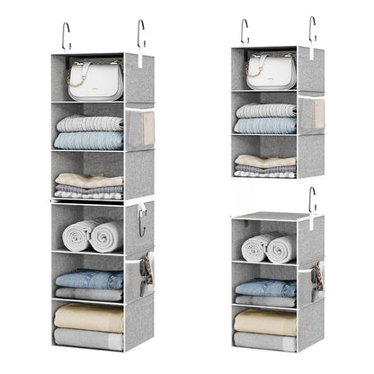 StorageWorks 6-Shelf Closet Organizers, Two 3-Shelf Separable Hanging Shelves for Close, 12 1⁄2" D x 12 1⁄2" W x 47 ¼" H, Canvas, Gray