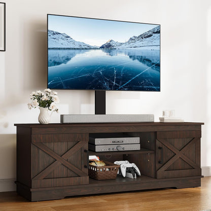 YITAHOME Farmhouse TV Stand with Mount for 70" TVs, Living Room, Espresso | Entertainment Center with Adjustable Mount for 32-70 Inch TVs, for Living Room, Adjustable Shelf, TV Cabinet Media Console