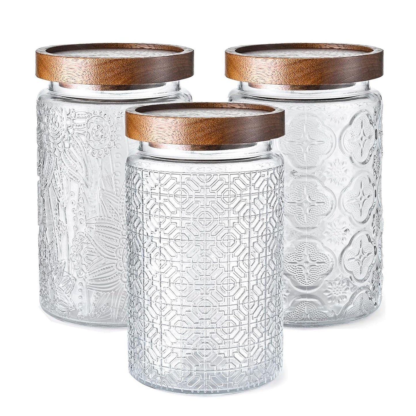 Glass Storage Containers With Lids, Glass Jars With Lids, 32oz, Set Of 3