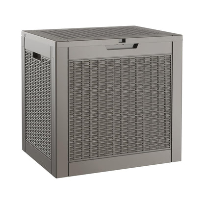 Outdoor Storage Box, 31 Gallon Resin Deck Boxes Outdoor Waterproof For Patio Furniture, Garden Tools, Pool Supplies, Lockable And UV Resistant (Rattan Gray)