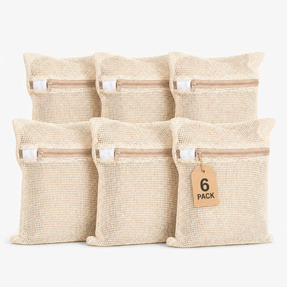 Mesh Laundry Bags for Delicates 6-Pack – 11.81 x 15.74 inch Large & Sturdy Organic Pure Cotton Breathable Zippered Delicate Wash Bags for Washing Machine, Lingerie, Bra, Clothes, Large Capacity