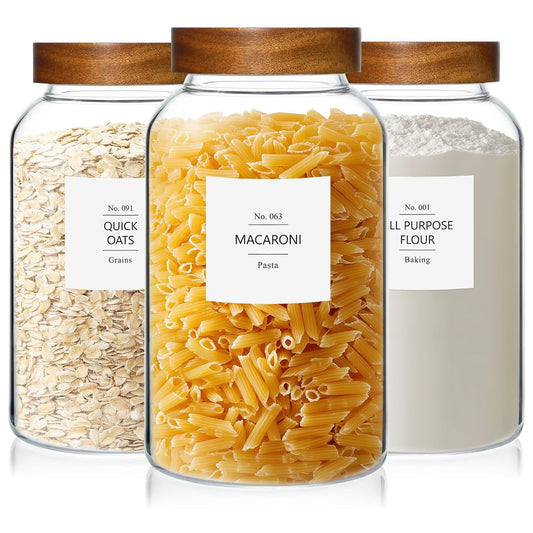 88oz Glass Jars w/Acacia Lids for Flour & Sugar Storage Containers