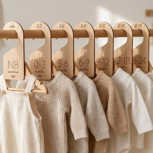 Beautiful Wooden Baby Closet Dividers Set of 7 - D... (Light Brown | Wood)