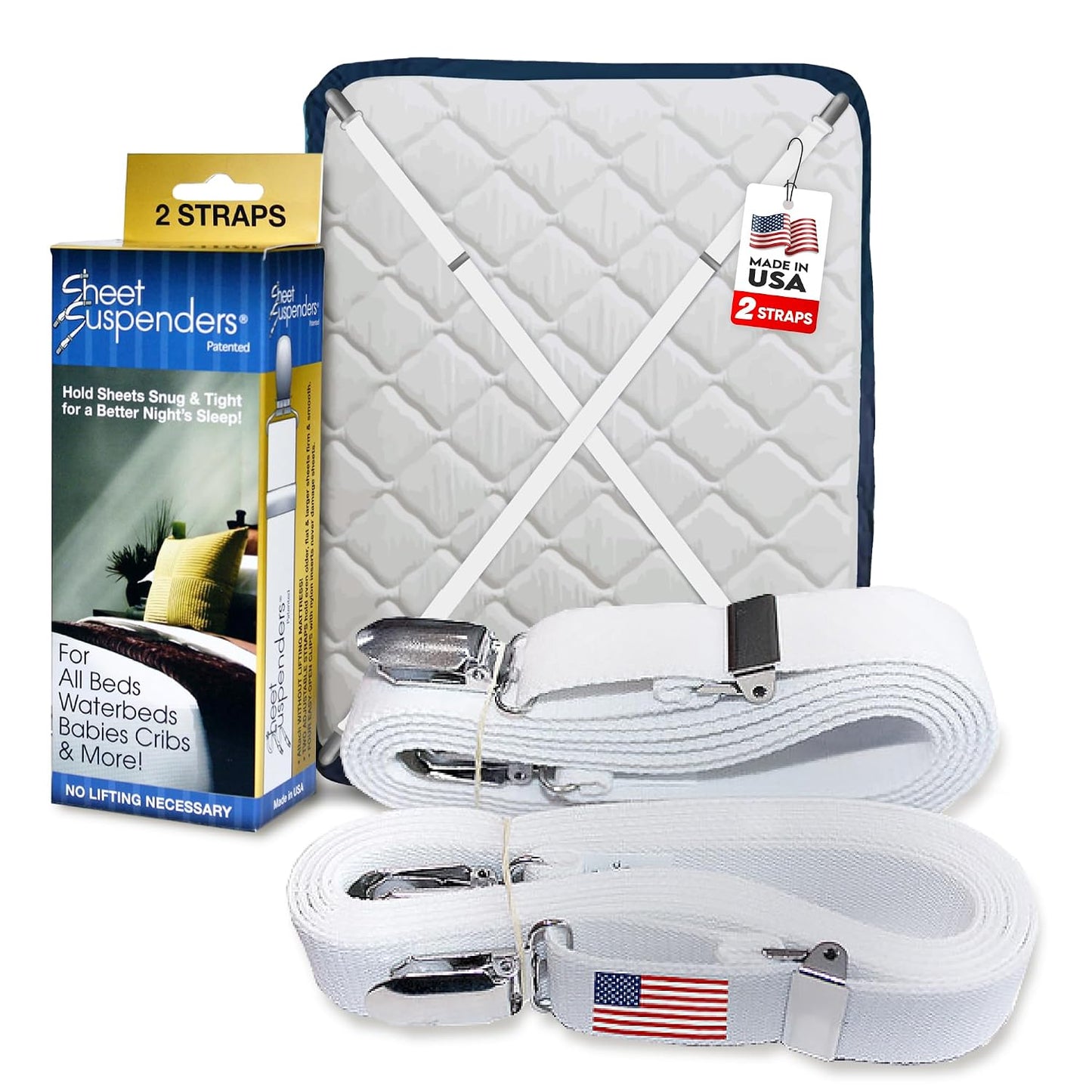 Original Bed Sheet Straps with Clips Holder - Fitted Sheet Straps, Bed Sheet Holder, Bedsheet Clips/Straps - Fits All Mattress Sizes
