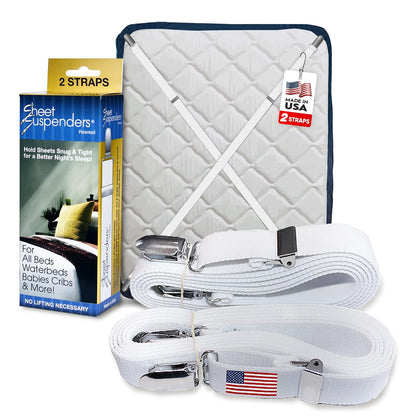 Original Bed Sheet Straps with Clips Holder - Fitted Sheet Straps, Bed Sheet Holder, Bedsheet Clips/Straps - Fits All Mattress Sizes
