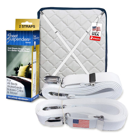 Original Bed Sheet Straps with Clips Holder - Fitted Sheet Straps, Bed Sheet Holder, Bedsheet Clips/Straps - Fits All Mattress Sizes