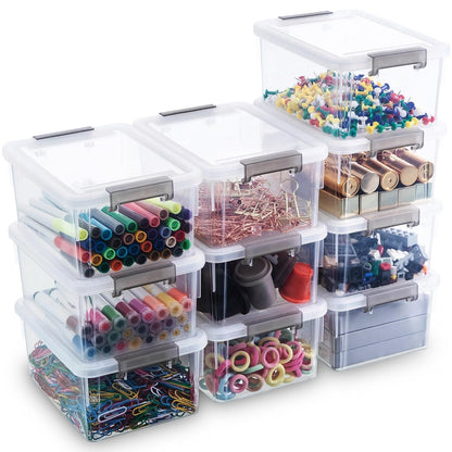 Citylife 10Packs 1.3Qt Small Storage Bins with Lids,Stackable Clear | Plastic Containers for Beads, Buttons, Sewing Supplies, Office Supplies and Small Toys