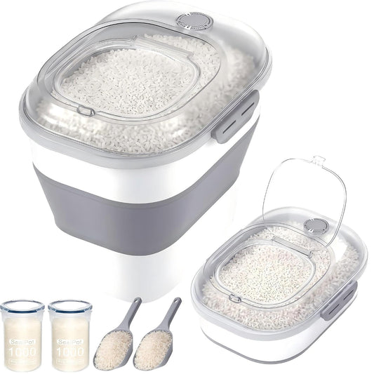 50 Lbs Rice Storage Container, Collapsible Pet Food Container