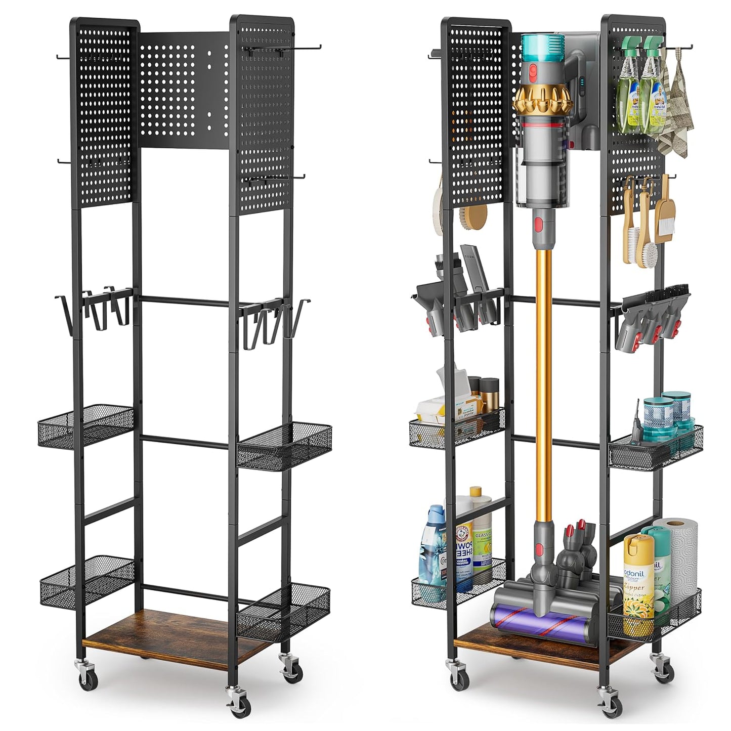 Vacuum Stand for Dyson V15 V12 V11 V10 V8 V7 V6 Gen5, Standing Dock with Attachment Holder, Vacuum Accessory Storage for Dyson Replacement Parts, Standing Floor Dok Docking Station with Tool Organizer