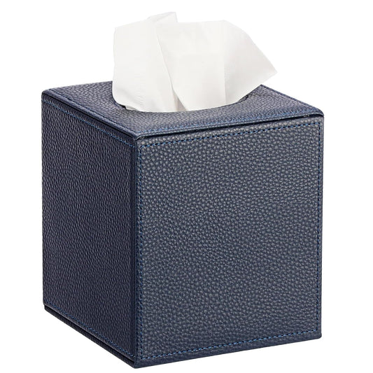 Tissue Box Cover Square,Magnetic Bottom PU Tissue... (Navy Blue)