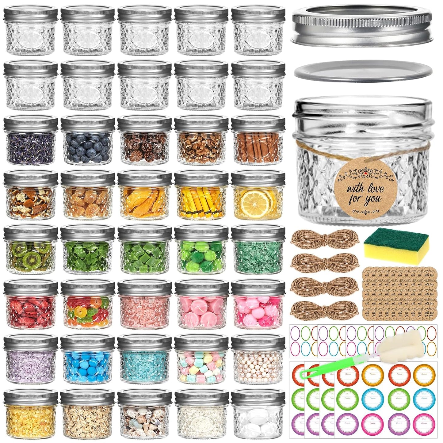 4oz Glass Mason Jars with Airtight Lids, Mini Canning Jars 40 Pack
