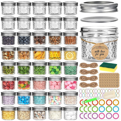 4oz Glass Mason Jars with Airtight Lids, Mini Canning Jars 40 Pack