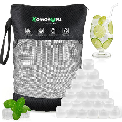 300 PCS Reusable Ice Cube for Drink, Refreezable Plastic ice Cubes Without Diluting BPA Free, Large Pack With Bag, Suitable for Whiskey Coffee Bars Ice Baths Camping, Instant Cooler Packs