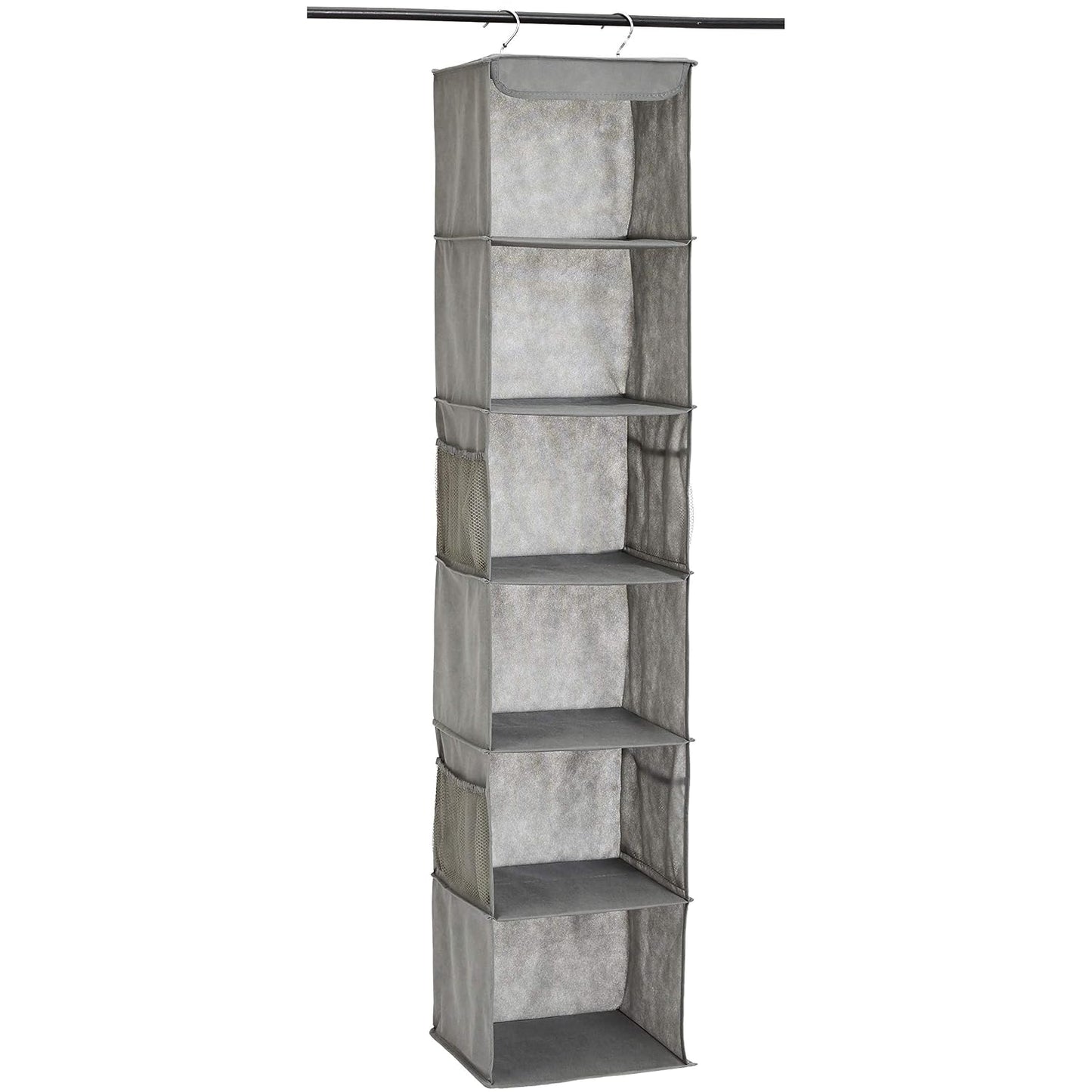Amazon Basics 6-Tier Hanging Closet Shelf Organizer with Pockets, Clothes Storage for Sweaters and Clothing, 12" W x 9" L x 8.5" H, Grey | Organizer