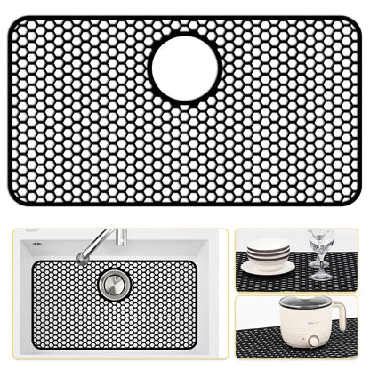 Silicone Sink Protectors for Kitchen Sink -12" 13"... (‎Black(1 Pack))