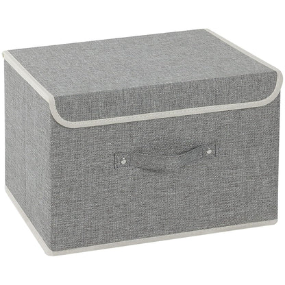Foldable Fabric Storage Cubes with Lids,Grey 15x9.8x9.8in,1 Pack | Storage Bins with Handles,PP Panel Closet Organizers,Washable Boxes,Collapsible Fabric Container for Underwear and Socks