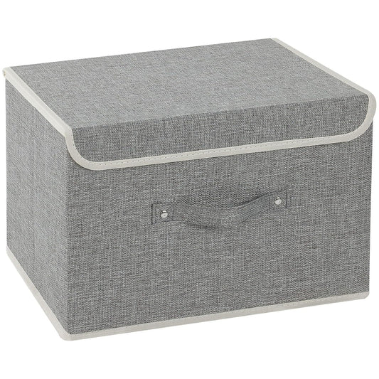 Foldable Fabric Storage Cubes with Lids,Grey 15x9.8x9.8in,1 Pack | Storage Bins with Handles,PP Panel Closet Organizers,Washable Boxes,Collapsible Fabric Container for Underwear and Socks