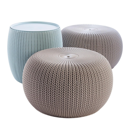 Urban Knit Pouf Ottoman Set of 2 with Storage Tabl... (Resin)