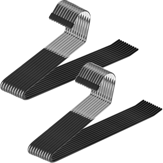 Zober Open Ended Pants Hangers, Metal Clothes Hangers for Jeans, 20 Pack | Non-slip pant hangers, pants hanger grip, rubber tips, open-sided pant hanger, slim trouser hangers for skirts and scarves