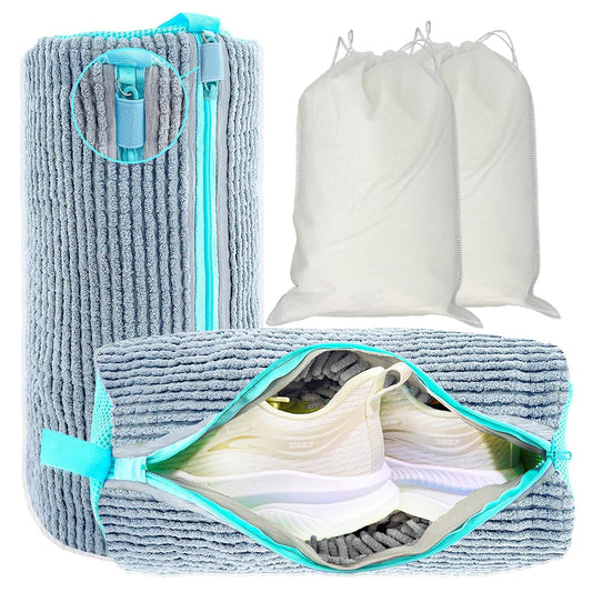 Shoe Washing Machine Bag, 2 Pack Shoe Laundry Bags for Washer and Dryer, Reusable Sneaker Wash Bag with Self-Locking Zipper, 360° Deep Cleaning, Protects Shoes and Washer(Gray)