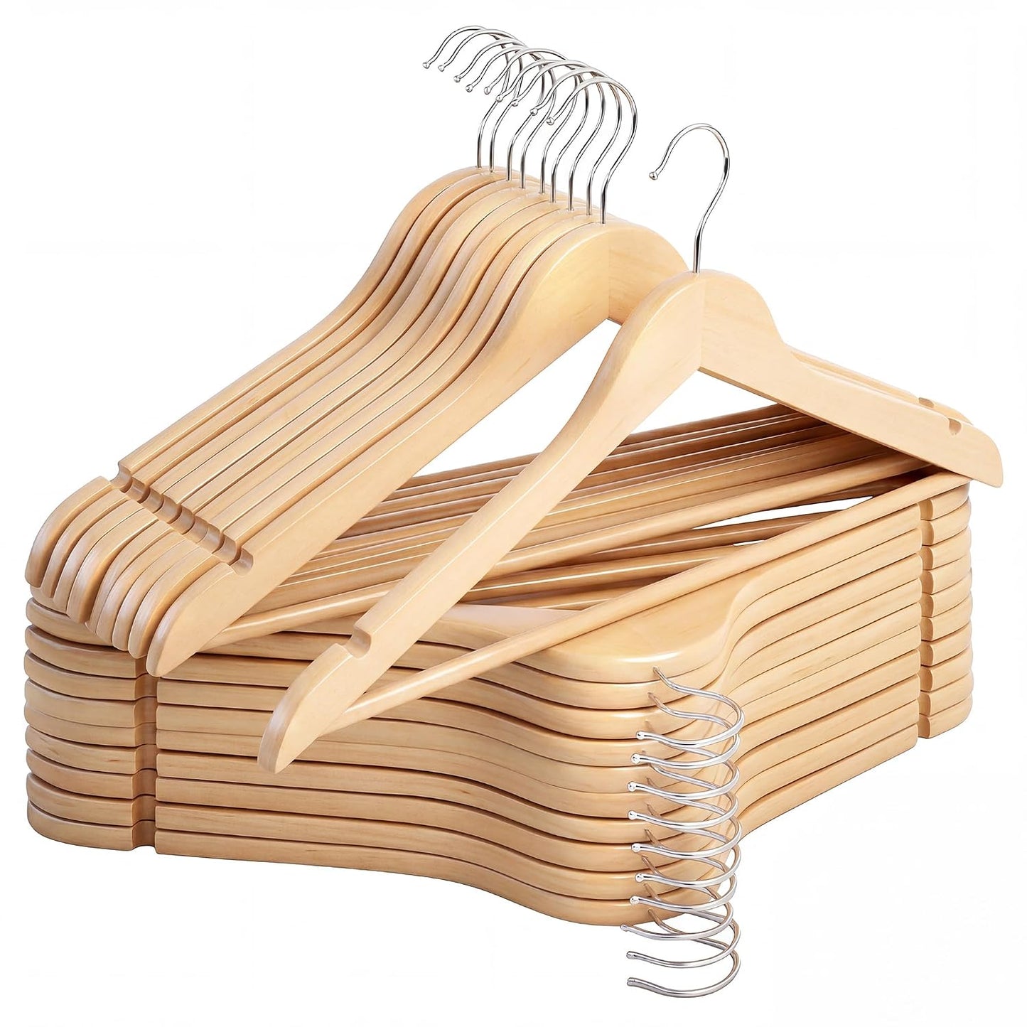 StorageWorks Wooden Coat Hangers, 20 Pack Wood Clothes Hanger for Closet