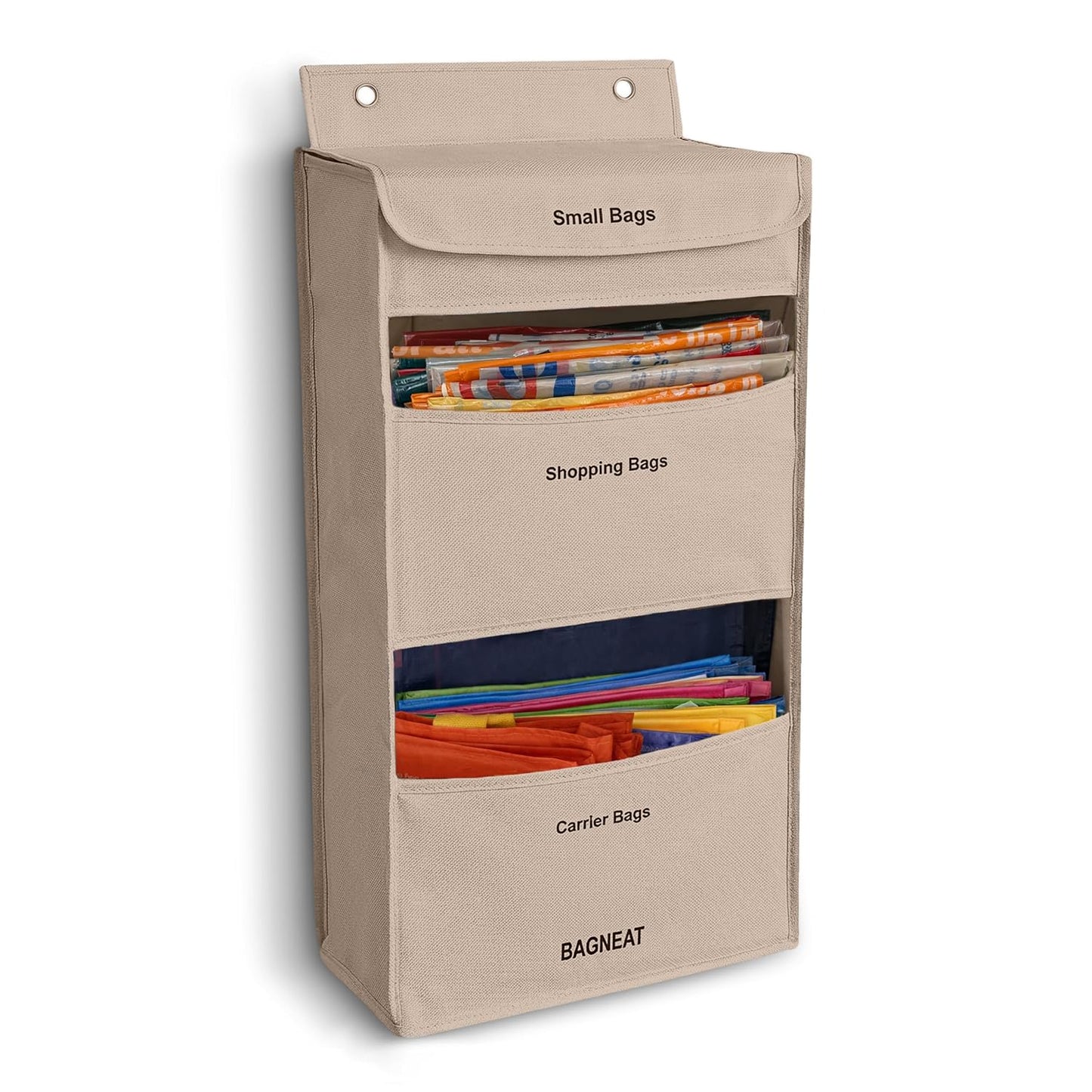 3 in 1 Plastic Bag Holder – Separate Plastic Bags, Reusable Bags & Grocery Bags – Over-the-Door or Wall-Mount Storage Organizer