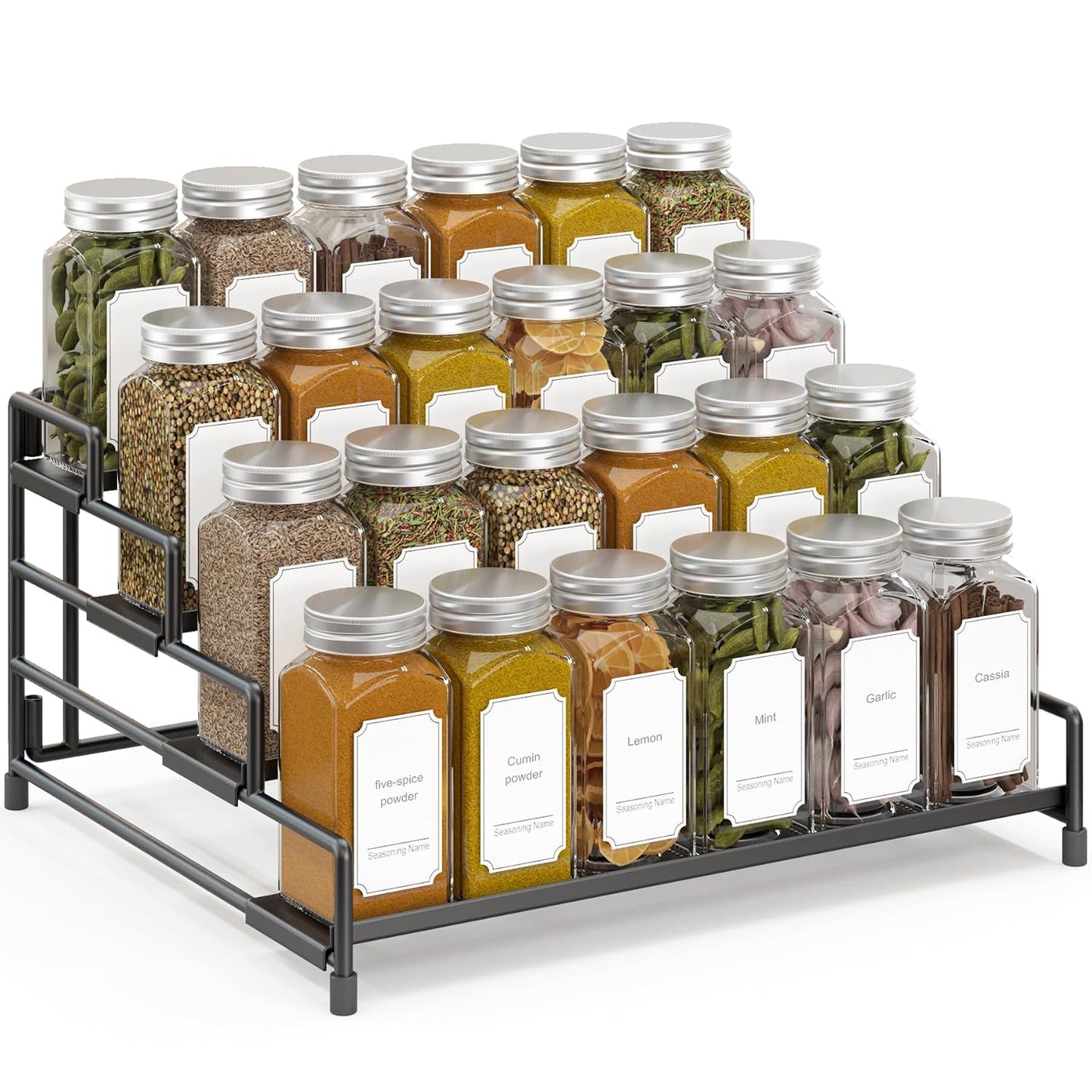 4-Tier-Spice-Rack-Organizer-for-Cabinet, Adjustabl... (Black-1 Pack | Iron)