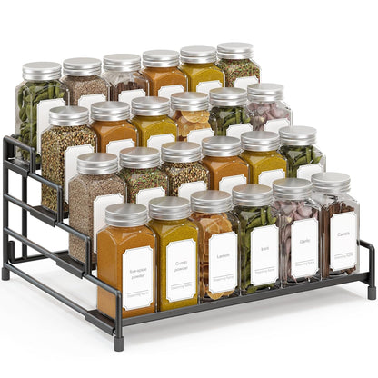 4-Tier-Spice-Rack-Organizer-for-Cabinet, Adjustabl... (Black-1 Pack | Iron)