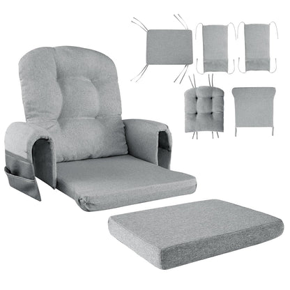 HOMBYS Glider Rocker Replacement Cushions with Storage Side Pocket,Linen-Like Fabric, Foam & Microfiber Filling, Non-Slip & Washable,Thickened & Supportive for Glider Rocking Chair (Grey)