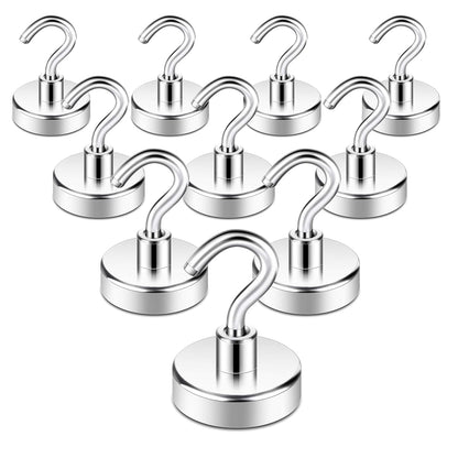 Neosmuk Magnetic Hooks, Heavy Duty 85lb+ Strong Magnet Hook for Cruise Cabins, Cruise Essentials 2026 for Hanging, Metal Wall Refrigerator Hangers (Silver, 10 Pack)