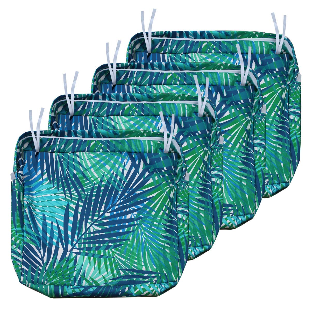 NettyPro Outdoor Cushion Slipcovers Waterproof 4 Pack Patio Chair Seat Cushion Covers with Zipper and Tie, 20 x 20 x 2 Inch, Replacement Cover Only