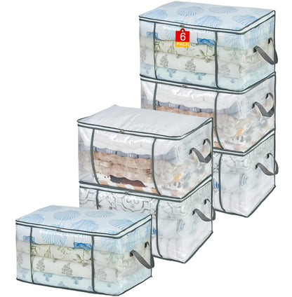 80L Clear Large Storage Bag for Clothes Comforters Blankets Pillows Bedding | Foldable Organizer with Sturdy Handle and Zippers, Storage Containers for Organizing Closet, Bedroom, Underbed, Dorm