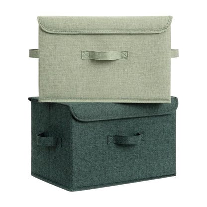 GRANNY SAYS Stoarge Basket with Lid, Decorative Storage Boxes, Closet Storage Bins for Clothes, Collapsible Stackable Organization, Sage Green&Dark Green, 2-Pack