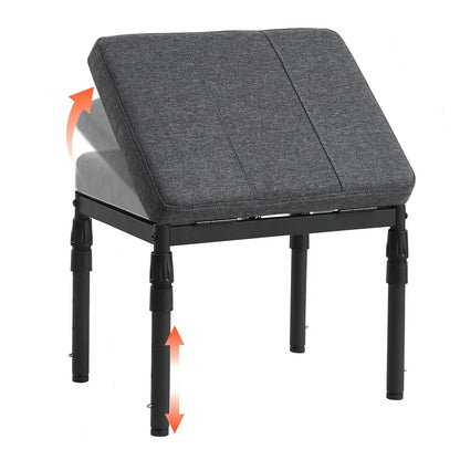 Adjustable Ottoman Pouf Footrest, 60 Degree Tilt, Carbon Gray | 4-Height, 28 Positions, Iron frame, Foam Cushion, 15.74 x 11.81 x 13.34 in, Under Desk, Living room, Home Office