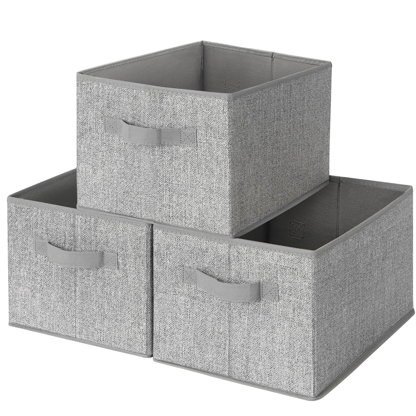GRANNY SAYS Closet Storage Bins with Handles, Gray, Medium, 3-Pack | Storage Baskets for Closet, Fabric Bins for Clothes, Closet Organizer Bins